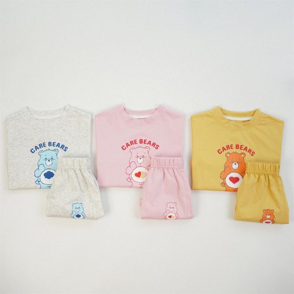 彩紅愛心熊半袖套裝 