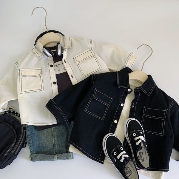 小大人感明顯工裝襯衫 