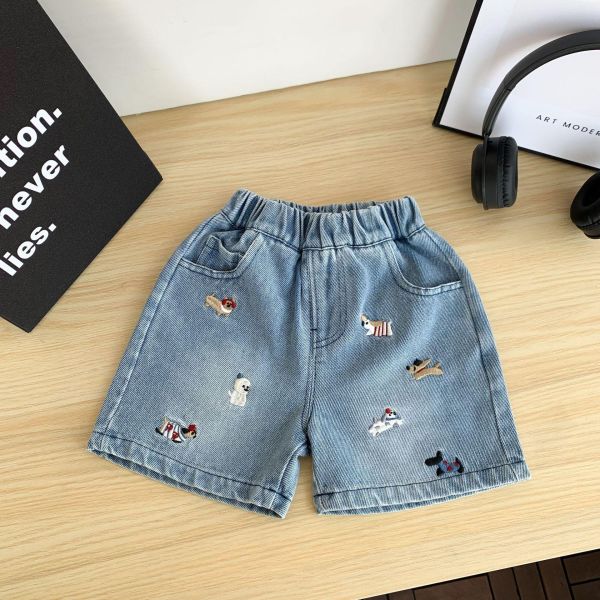 狗狗大集合刺繡牛仔短褲 