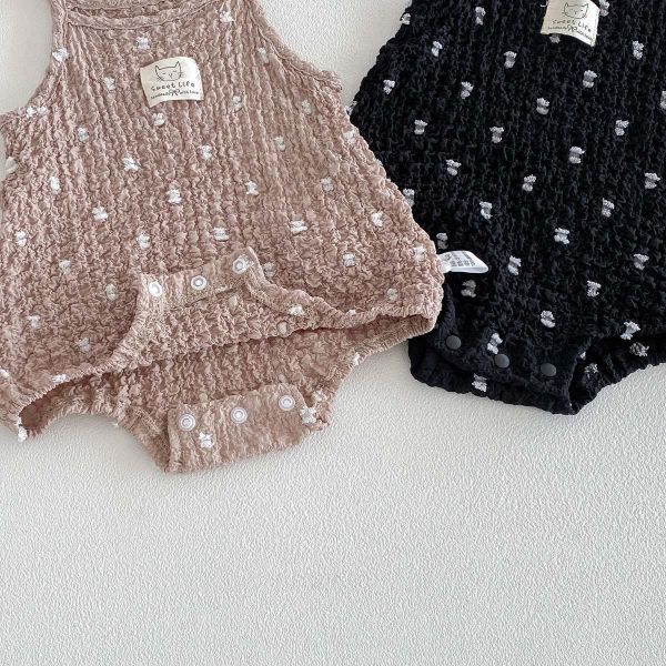 皺皺美滿印蝴蝶結吊帶包屁 