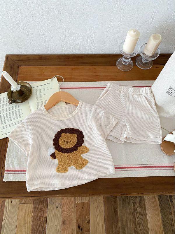 華夫格刺繡獅子套裝 