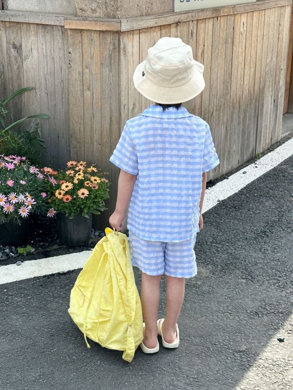小藍格夏日兄妹裝 