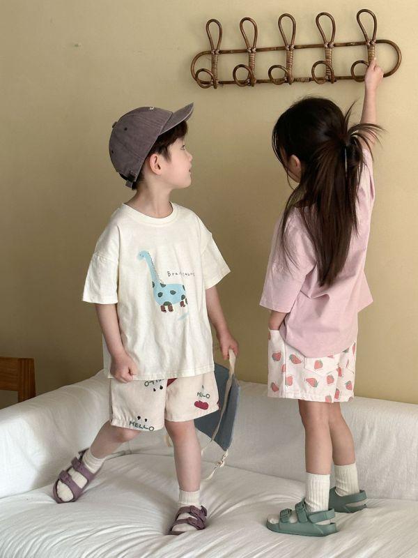 彩色筆恐龍短tee 