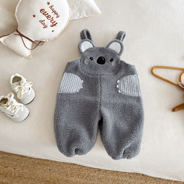 森林好朋友羊羔絨吊帶褲 