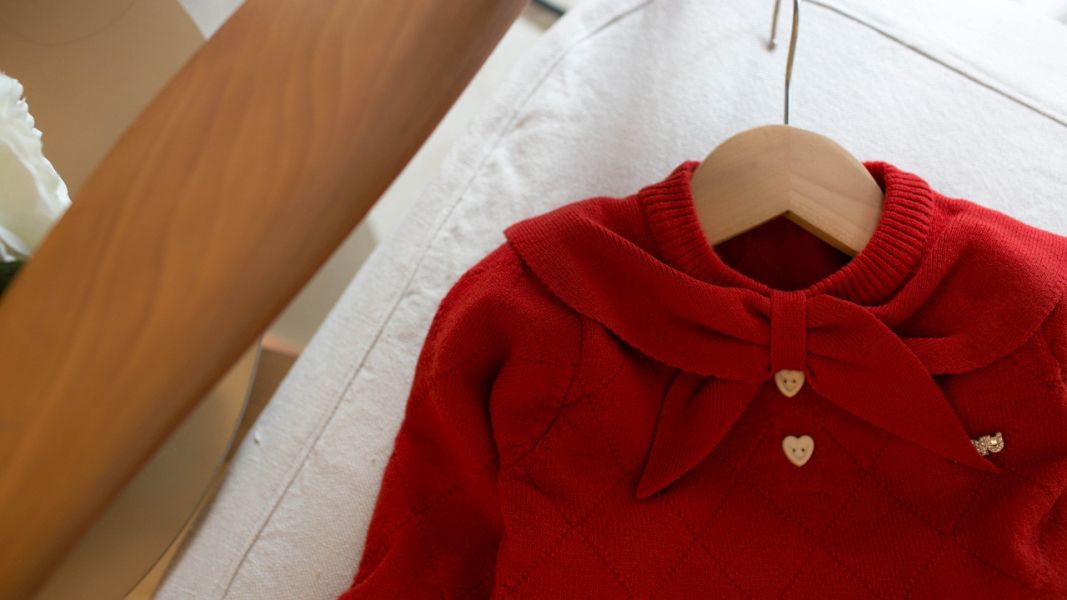 小小姐蝴蝶領針織百褶套裝 