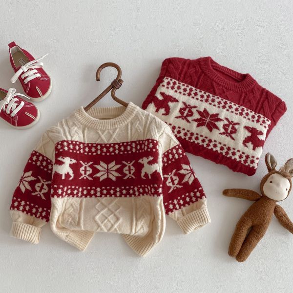 北歐麋鹿雪花針織上衣 