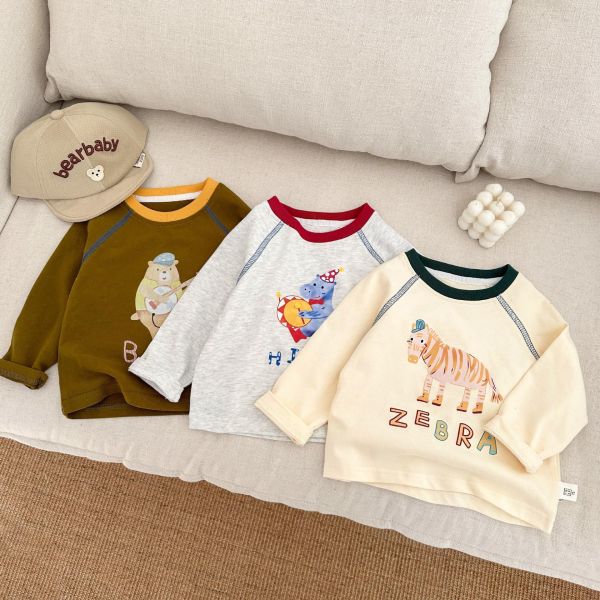 可愛動物明線領休閒tee 