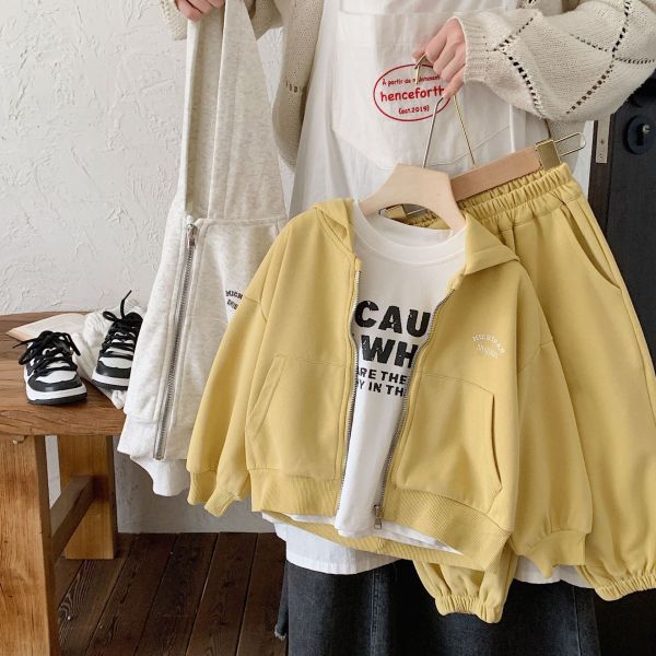 奶油日常連帽外套套裝 