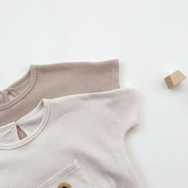 蝙蝠袖｜鬆餅格熊熊包屁 