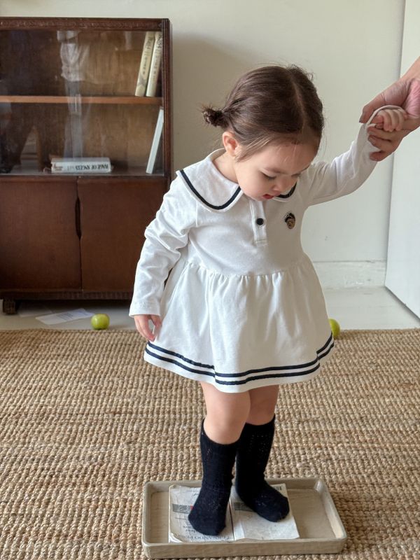 小熊學院風邊線娃娃領包屁裙 