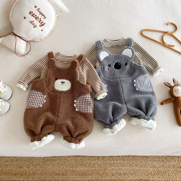 森林好朋友羊羔絨吊帶褲 