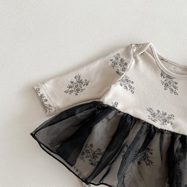 微霧碎花拼紗包屁裙 