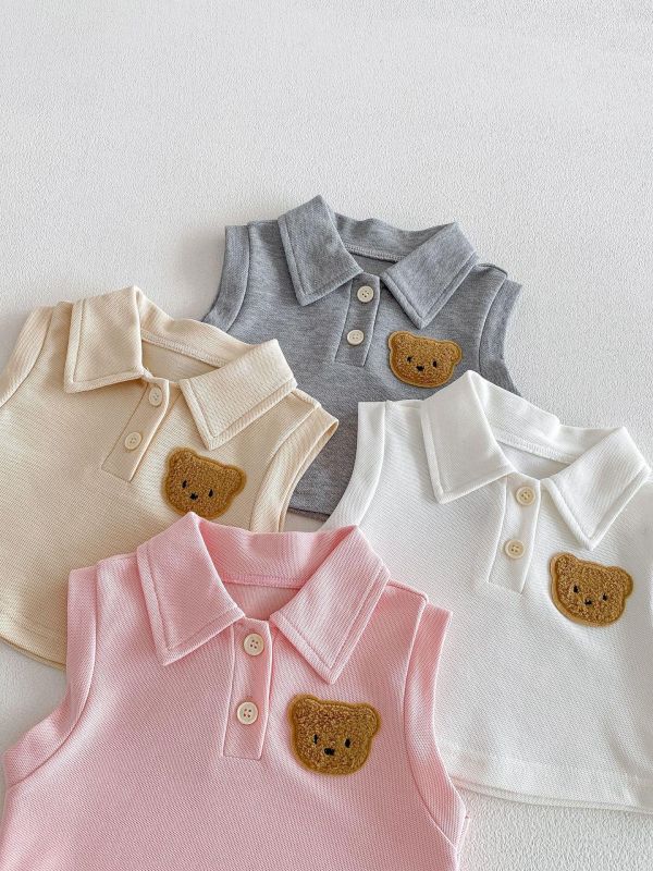 呆呆熊背心百摺裙套裝 