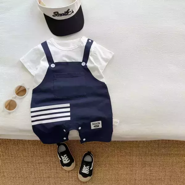 半身側線條吊帶連身衣 