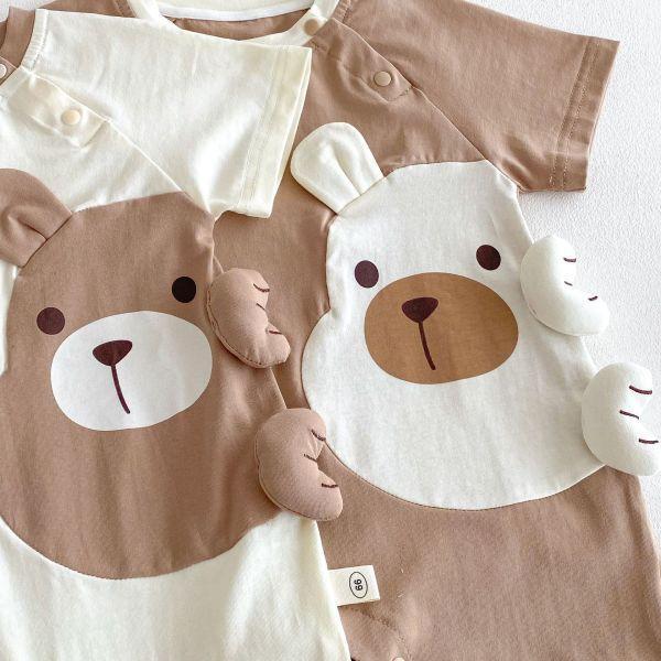 大頭熊熊撞色連身衣 