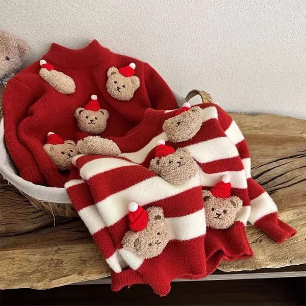 聖誕帽熊寶寶立體毛衣 