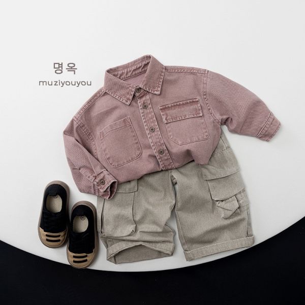 百搭帥氣森系水洗襯衫 