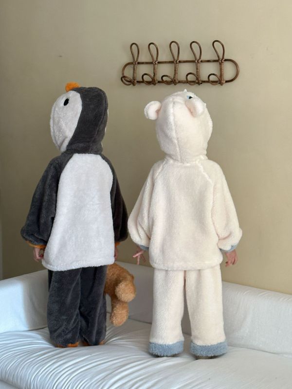 法蘭絨卡通企鵝居家服 