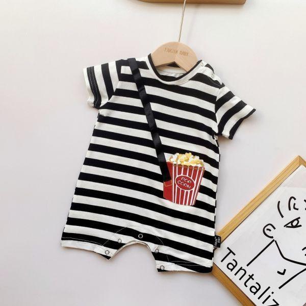 好逗趣爆米花條紋爬服 