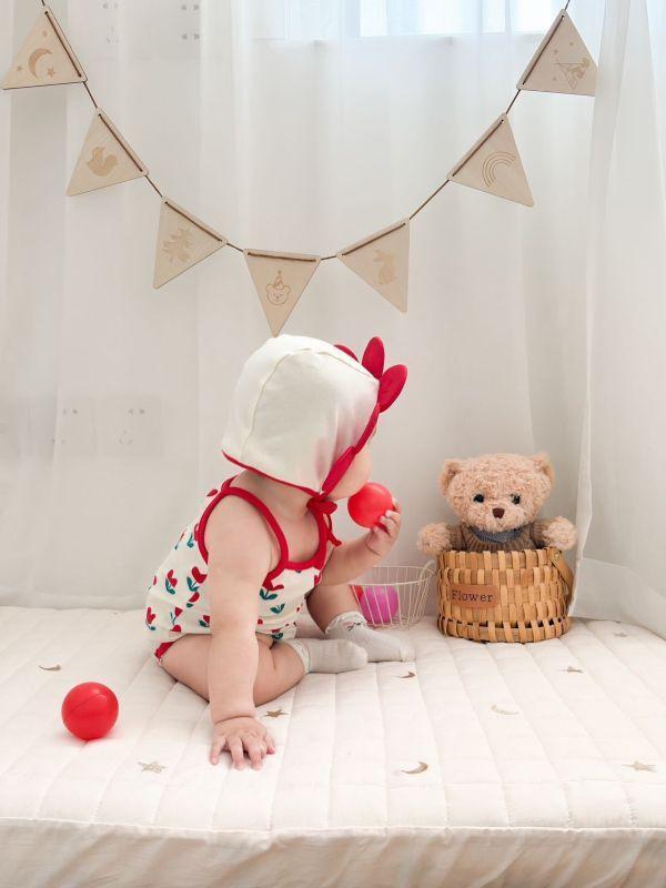 滿印愛心小花包屁｜附帽 