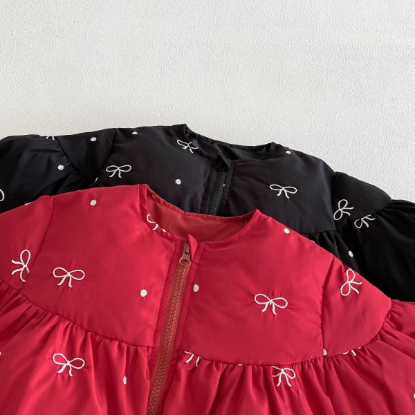 小蝴蝶結澎澎保暖外套｜附圍巾 