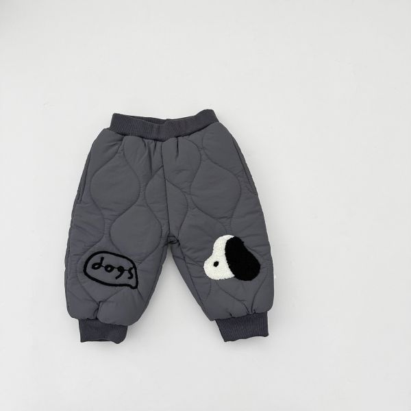 冬日小熊壓紋加厚保暖褲 