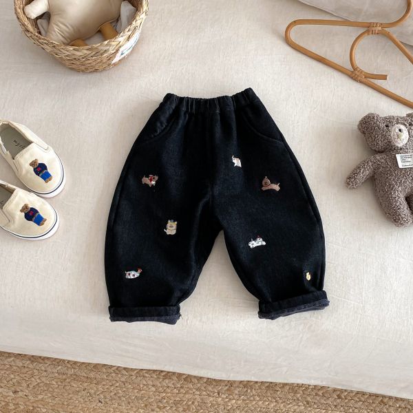 療癒系狗狗保暖牛仔長褲 