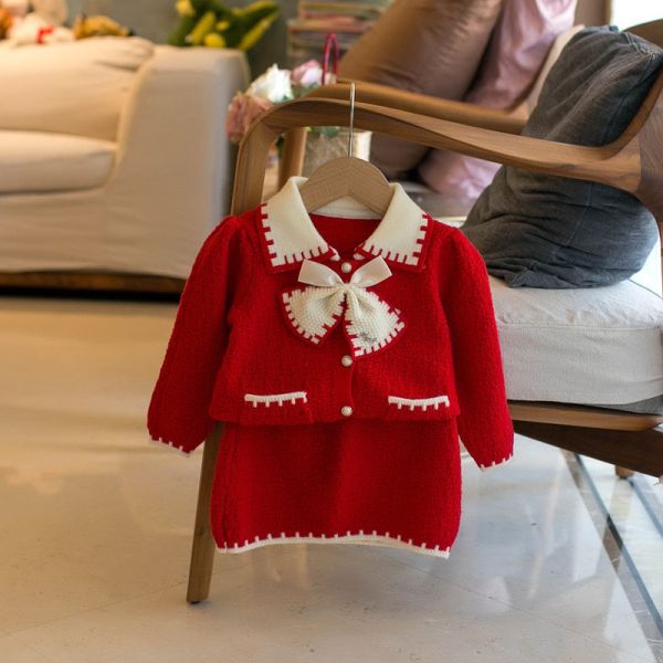 小香風貴氣蝴蝶結針織套裝 