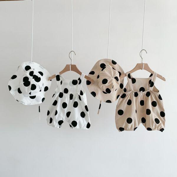 大波點寶貝袋吊帶爬服｜附帽 