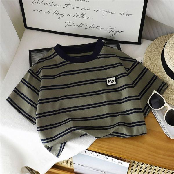 經典橫條紋帥氣短tee 