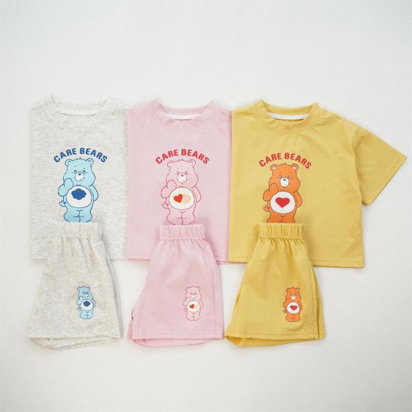 彩紅愛心熊半袖套裝 