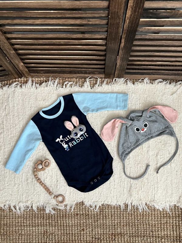 Cute Rabbit長袖包屁｜附帽 