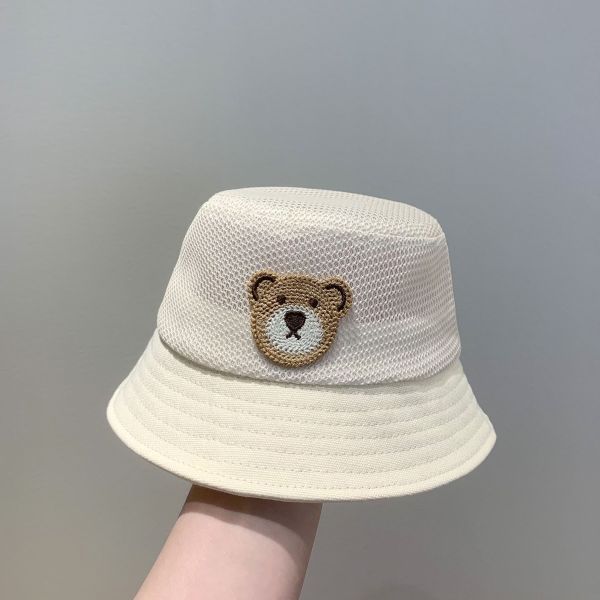 撞色刺繡小熊透氣漁夫帽 