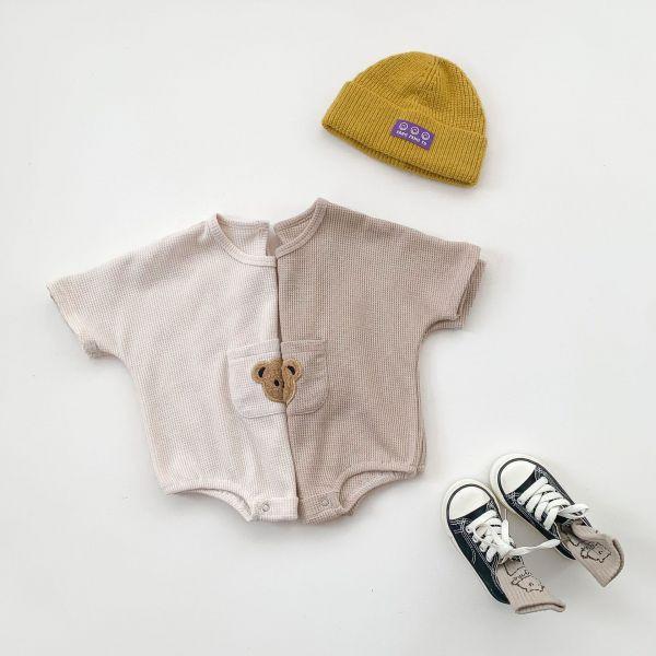 蝙蝠袖｜鬆餅格熊熊包屁 