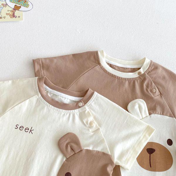 大頭熊熊撞色連身衣 