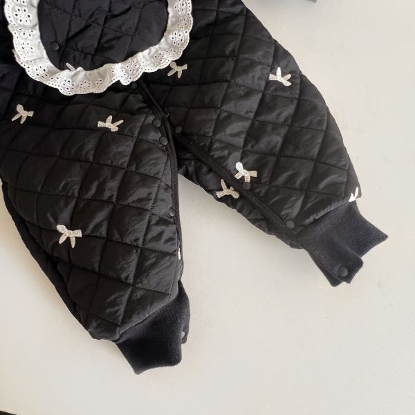 黑白蝴蝶結加絨外出服 