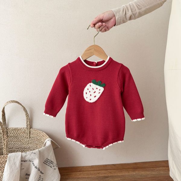 田園系大草莓針織上衣 