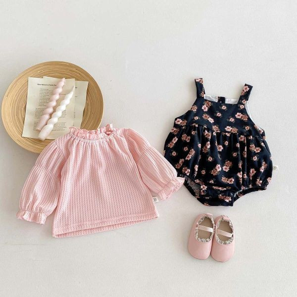 【現貨】泡泡碎花吊帶包屁組 