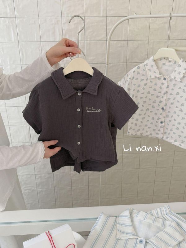 復古款紋路襯衫套裝 