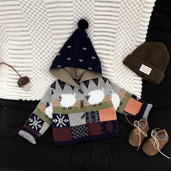 復古撞色精靈針織外套 