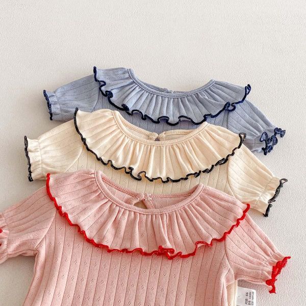 花邊木耳領坑條包屁 