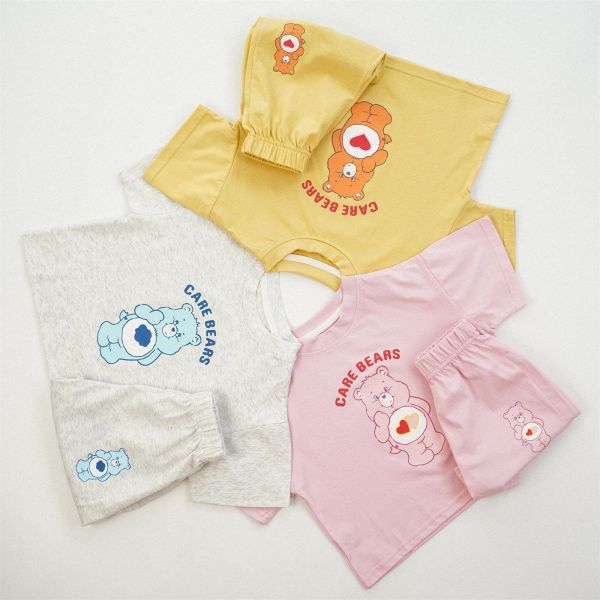 彩紅愛心熊半袖套裝 