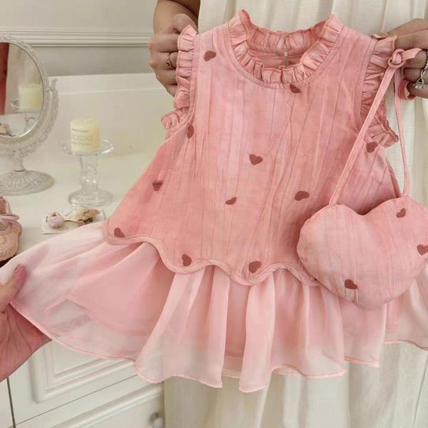 甜美愛心網紗拼接連身裙 