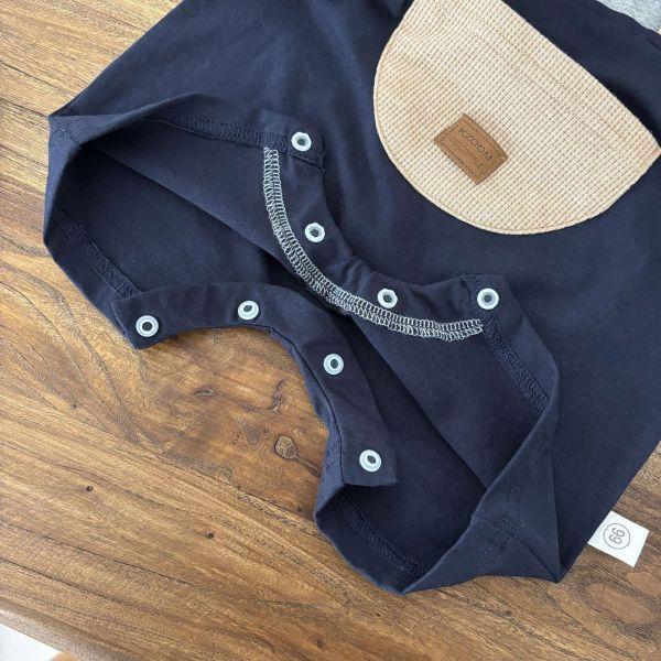 小熊耳口袋拼接連身衣 