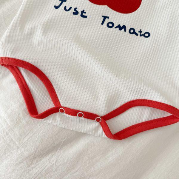 紅通通小蕃茄吊帶包屁｜附帽 