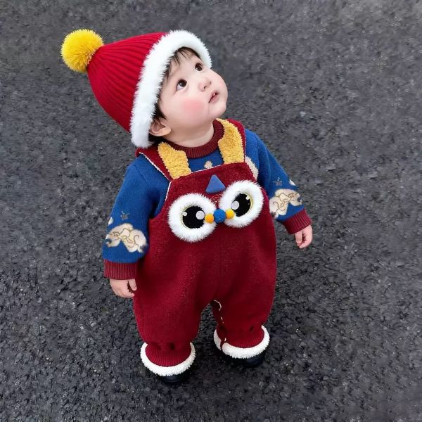 拜年大眼睛紅通通吊帶套組 