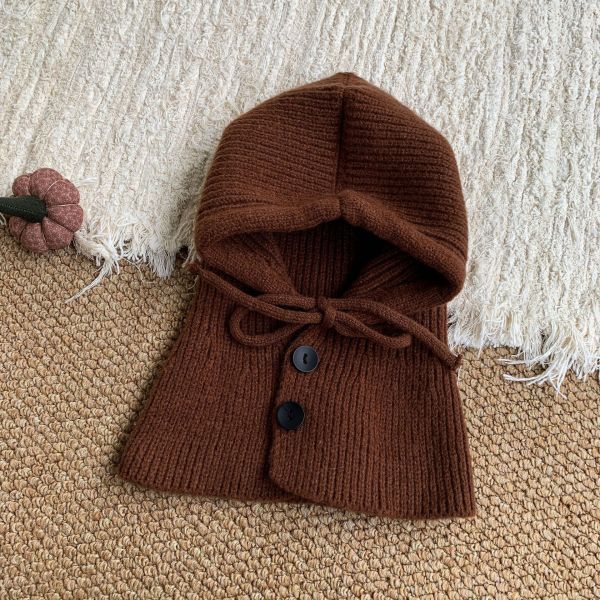 質感排扣加厚毛線包頭帽 