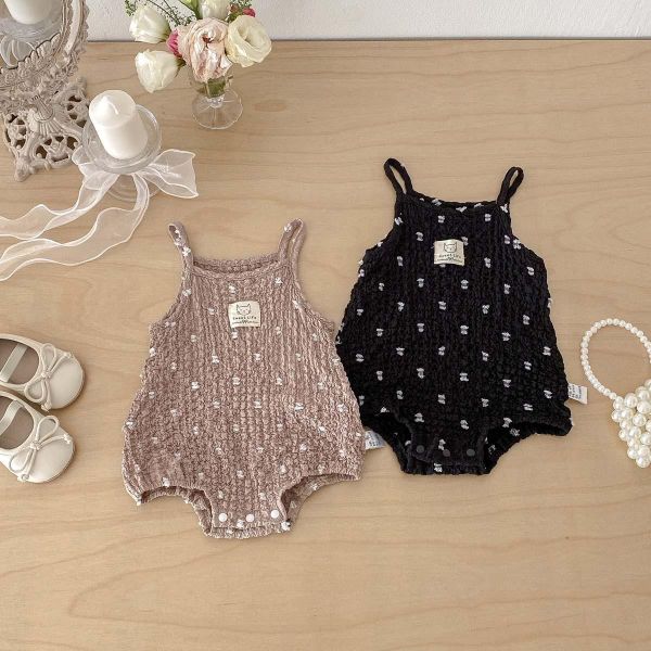 皺皺美滿印蝴蝶結吊帶包屁 