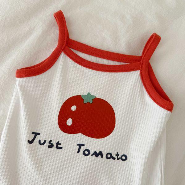 紅通通小蕃茄吊帶包屁｜附帽 