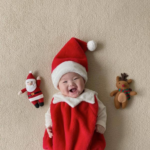 給寶寶圍兜聖誕包屁｜附帽 